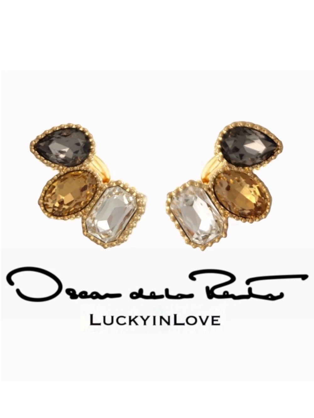 OSCAR de La Renta • Neutrals. Emerald-Cut Scramble Ear Cuffs Clip On.